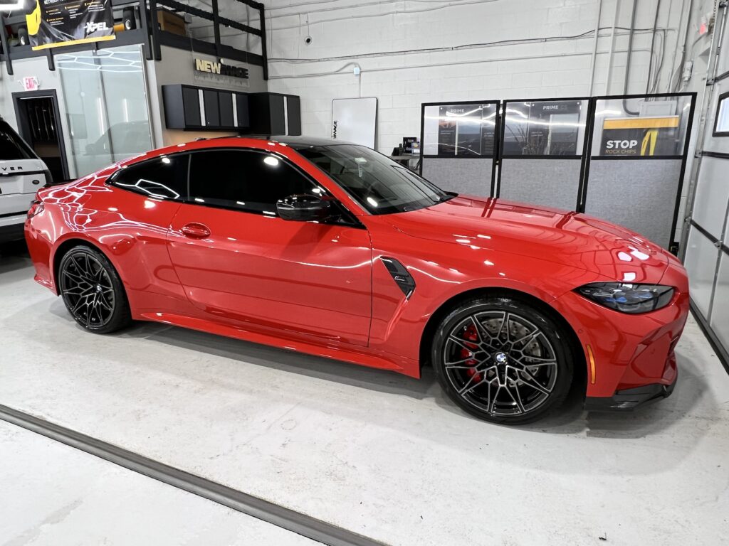 Red sports car with ceramic coating